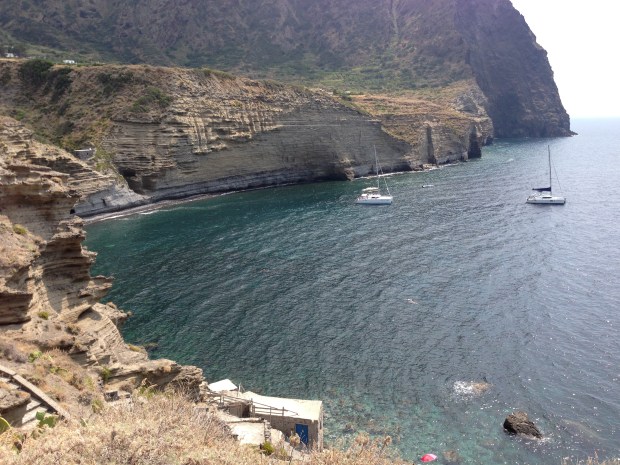 heading down to the beach at Pollara, Salina