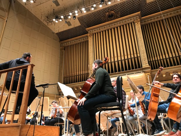 a view from the front row at the Boston Symphony Orchestra's rehearsal
